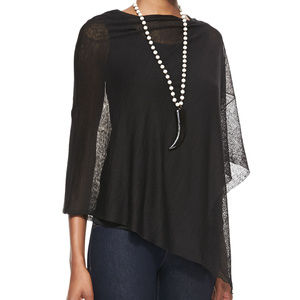 Eileen Fisher Sheer Hemp Lace Poncho Black